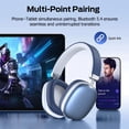 thumbnail image 3 of Écouteurs Bluetooth Circum-Auriculaires, 65 H d'Écoute Écouteurs Sans Fil, Basses Amplifiées de 90 %, Casque Léger avec Basses Profondes, Appel Clair avec 4 Micros à Réduction de Bruit, Faible Latence pour Voyage Travail Téléphone Cellulaire, 3 of 8