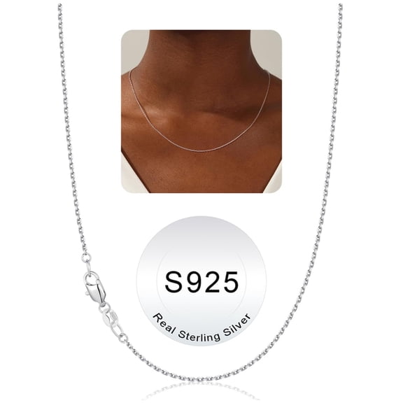 Turandoss S925 Sterling Silver Chain Necklace for Women Cable Sterling Silver Chain Dainty Sturdy Jewelry Teacher Appreciation Mothers Day Graduation Gifts for Her Mom Kids Teen Girls Wife Ideas