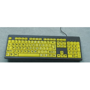 Large Print Computer Keyboard. Yellow keys Black Letters