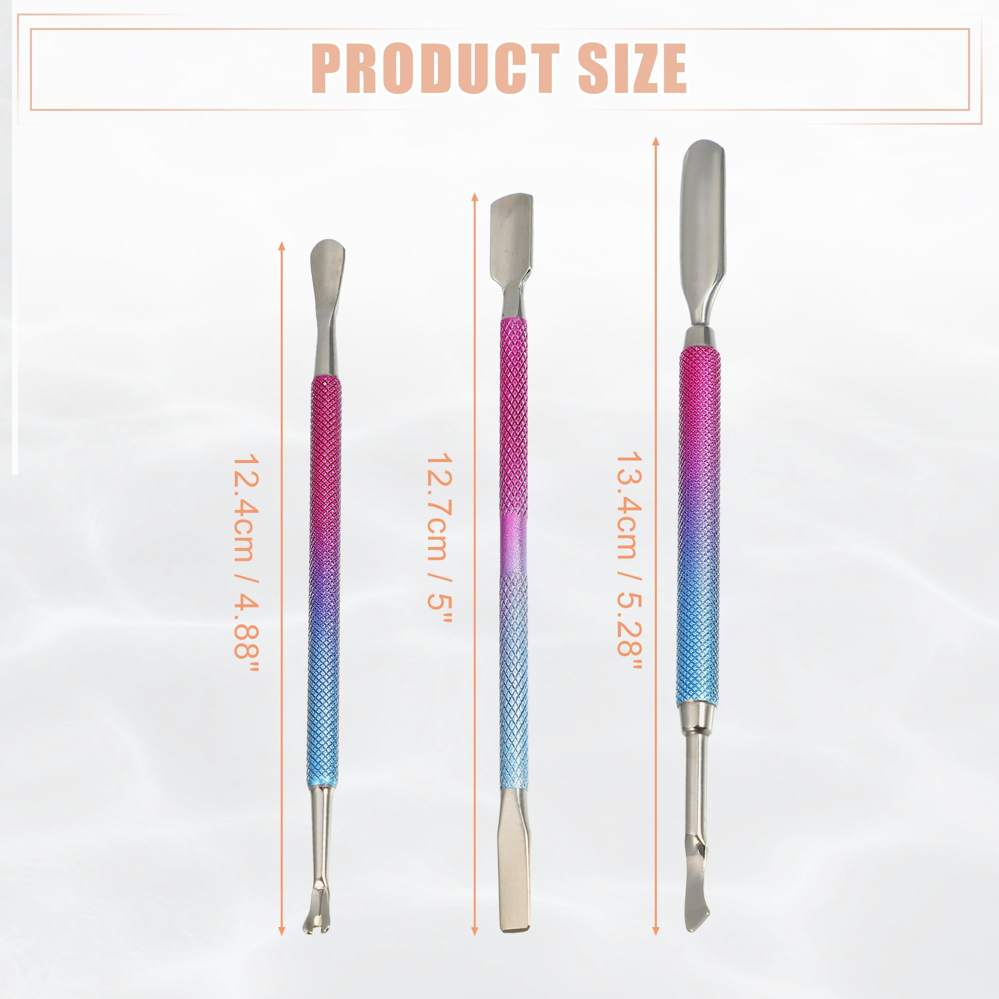 Unique Bargains 3 Pcs Cuticle Pusher Set Stainless Steel Double Head Tool for Nails