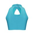 thumbnail image 2 of Haitryli Kids Girls Sleeveless Dance Crop Top Sequin Latin Hip Hop Jazz Disco Costume Dancewear Light Blue 14, 2 of 5
