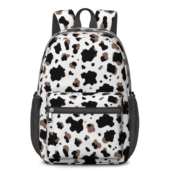 Cow Print Pattern 17" Waterproof Oxford School Backpacks for Teens, S-Shape Padded Straps, for School, Travel, Hiking, Camping