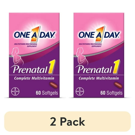 (2 pack) One A Day Women's Prenatal Multivitamin with Folic Acid, DHA and Iron, 60 Ct