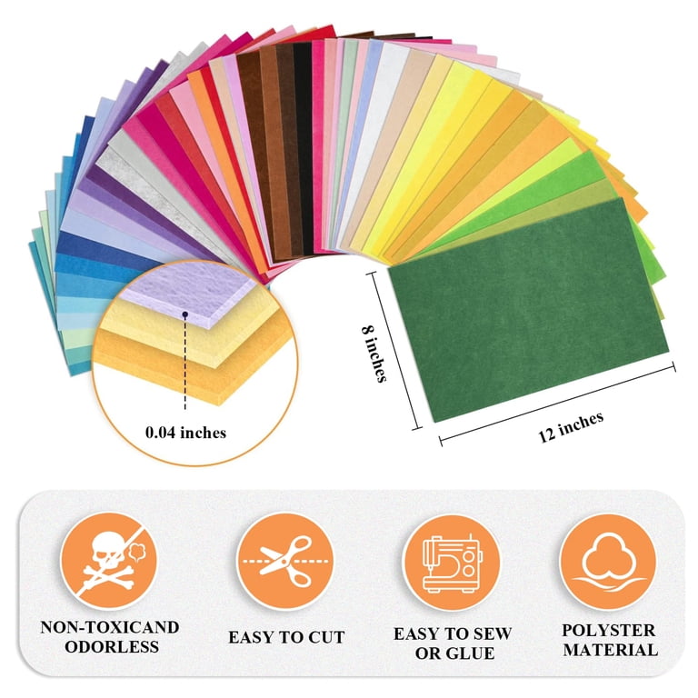 LANNEY Assorted Felt Sheets, 45 Colors 8x12 Inch photo 4