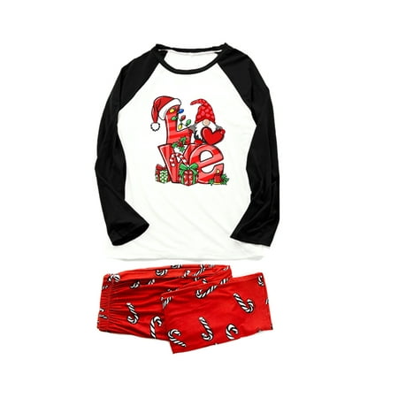 

xingqing Family Christmas Pajamas Set Cartoon Letter Print Tops with Pants