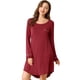 thumbnail image 1 of Pijama para mujer Allegra K Cuello Redondo Manga Larga Ropa de Dormir Suave Vestido de Salón Rojo S, 1 of 6