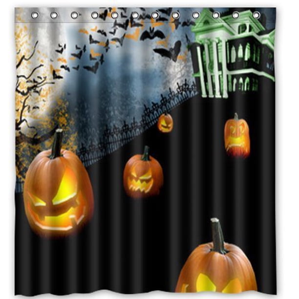 MOHome Halloween Pumpkin Shower Curtain Waterproof Polyester Fabric