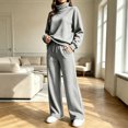 thumbnail image 3 of Lmueinov Two Piece Sets for Women Fleece Sweatsuit Button Mock Neck Sweatshirts Wide Leg Sweatpants Workout Lounge Sets with Pockets Fall Casual Outfits, 3 of 6