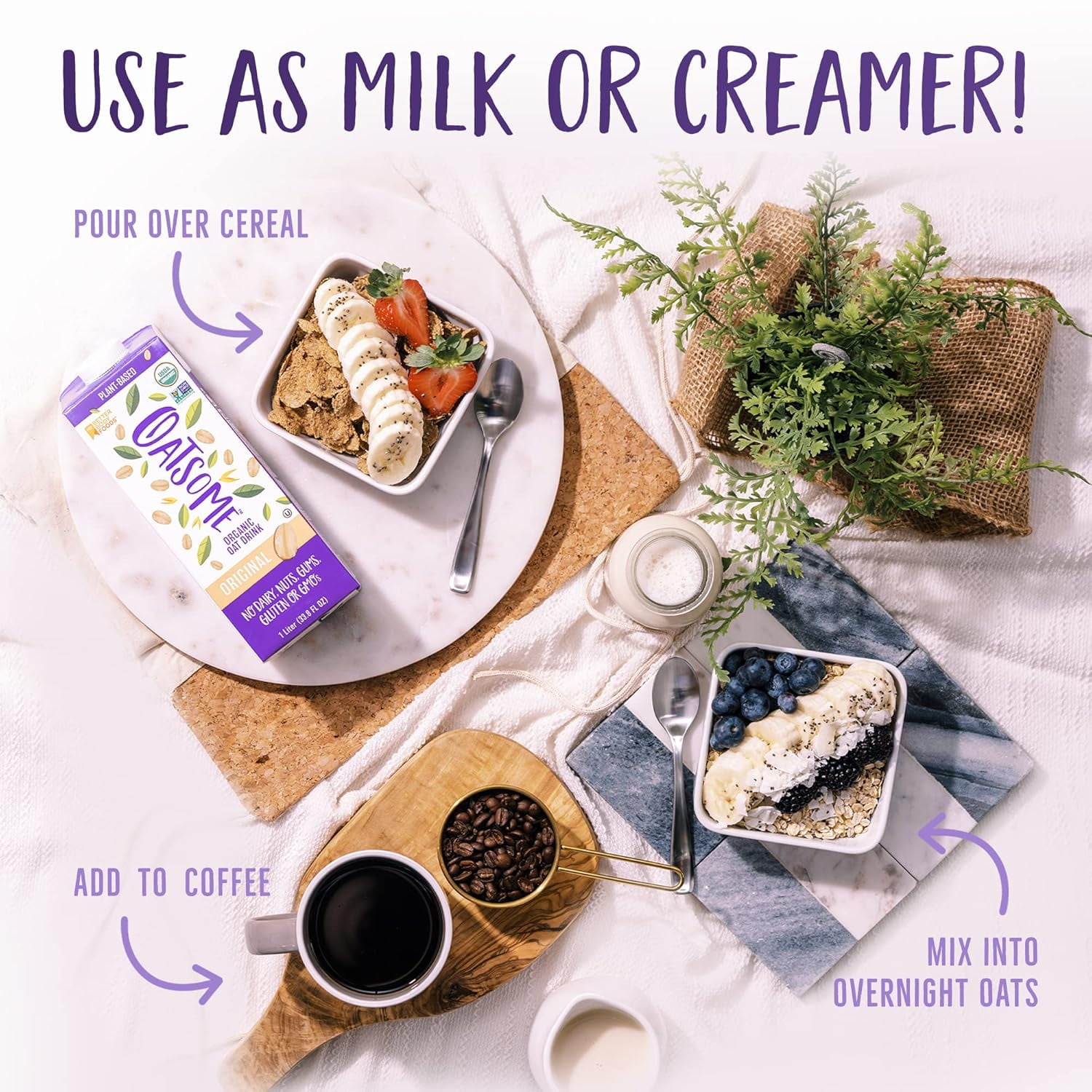 (3 pack) Oatsome Organic Oat Milk, 1-Liter Carton, 33.8 Fl Oz (Pack of 1)