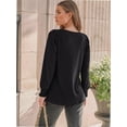 thumbnail image 5 of Womens Long Sleeve Tops Dressy Casual Shirts Pleated Crewneck Basic Blouses Fall Trendy Outfits, 5 of 6