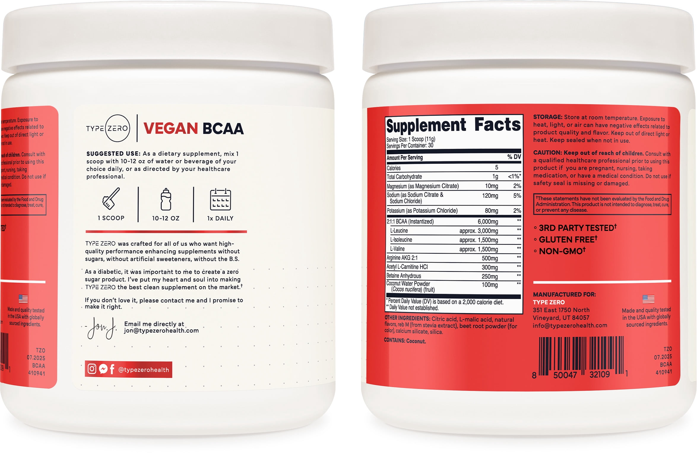 Type Zero Ultra Clean Vegan BCAA Powder + Electrolytes (Tropical Punch | 6G)