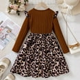 thumbnail image 6 of VNKIDY Girls Dress Kids Leopard Print Dress Long Sleeves Crewneck Ruffled Shoulders Cute Dress For Cool Weather Festive Occasions Daily Wear Holiday Dress, 6 of 9