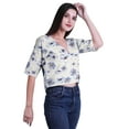 thumbnail image 4 of Moomaya Printed Cotton Top For Womens V-neck Crop Top Elbow Sleeve Summer Blouse T-shirt, 4 of 7