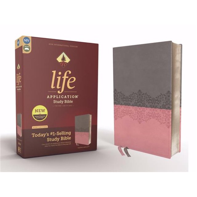 Zondervan 138361 NIV Life Application Study Bible - Third Edition, Gray & Pink Leathersoft