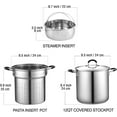 thumbnail image 2 of 4-Piece Stainless Steel Pasta Cooker Steamer Multipots, 12 Quart, Silver, 2 of 8