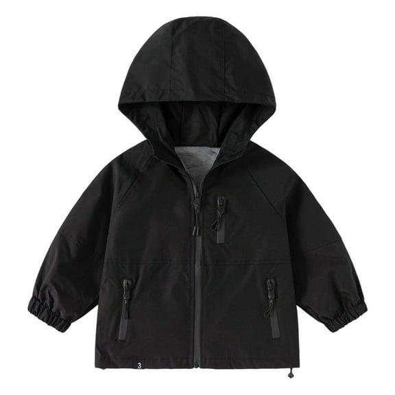 Vividxx Boys Windbreaker Jacket For Kids Lightweight Hooded Zipper Coats Outdoor Casual School Jacket For Boys Age 2-13 Years Solid Color Toddler O-Neck Relaxed Fit Outwear