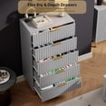 thumbnail image 5 of EastVita Fluted 5 Drawer Storage Dresser - Tall Modern Chest with Ample Deep Drawers and Wide Top - Wooden Organizer for Living Room/Hallway/Kids Room - Gray, 5 of 7
