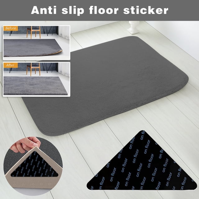 SSZMDLB 2Pcs Rug Pads Grippers, 12 PCS Non Slip Rug Pad Grippers, Non Curling Corner Grips for Rugs, Carpet Tape for Hardwood Floors Tile, Peel Off Adhesive Pads for Area Rugs