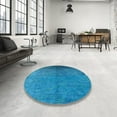 thumbnail image 4 of Ahgly Company Machine Washable Indoor Round Industrial Modern Deep Sky Blue Area Rugs, 3' Round, 4 of 7