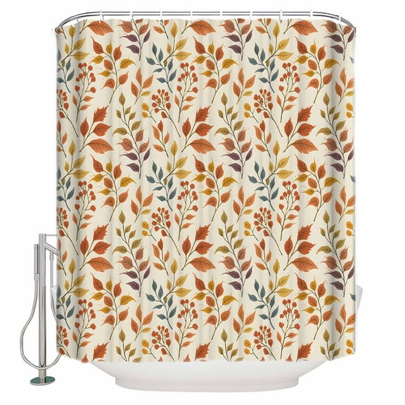 72x78 Inch Shower Curtain Fall Orange Leaves Bathroom Decor Waterproof Fabric Bathtub Bath Curtains Decorative Vintage Autumn Botanical Rustic Extra Long Shower Curtain Set with Hooks
