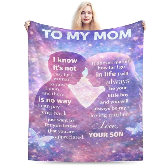 Mom Blanket Gift Throw Blanket Cozy Soft Inspirational Meaningful Love Home Decor Gift for Mom from Son Mothers Day Birthday Family 50x40