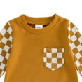 thumbnail image 5 of Gubotare Newborn Baby Boy Fall Outfit Romper Long Sleeve Plaid Print Patchwork Jumpsuits Cute Infant Waffle Clothes (Brown, 0-3 Months), 5 of 5