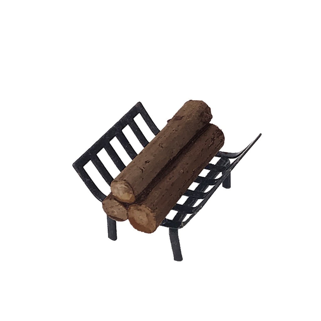 1:12 Dollhouse Miniature Furniture Garden Lawn Fireplace Metal Firewood Rack Metal Rack with Firewood for Living Room Fireplace Model