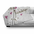 thumbnail image 3 of Pony Soft Flannel Fleece Blanket, Cursive Lettering of This is Friendship Sitting Bird on a Horse Romantic Hearts, Cozy Plush for Indoor and Outdoor Use, 50" x 70", Pink Umber White, by Ambesonne, 3 of 6