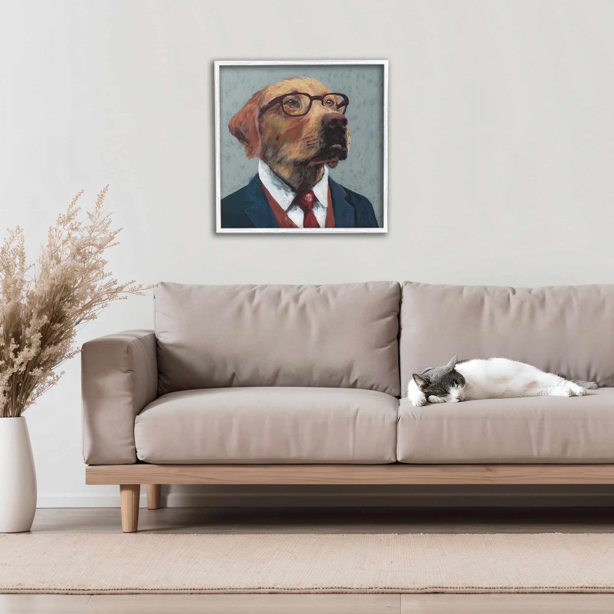 Stupell Industries Bark Kent Portrait White Framed Giclee Art, design by Studio Bautista