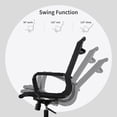 thumbnail image 6 of 2xhome Set of 2 - Black Modern Mid Back Ribbed PU Leather Swivel Tilt Adjustable Office Chair Armless Designer Boss Executive Management Manager Conference Room Work Task Computer, 6 of 10