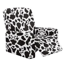 Jiueut Cow Dog Paw Print Recliner Chair Covers, Polyester Spandex Recliner Cover with Elastic Bottom Anti Dust Recliner Slipcover for Universal Fit