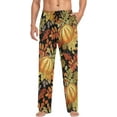 thumbnail image 4 of Men's Pajama Pants with Pockets Sleepwear Lounge Pants Stretch Casual Autumn Leaves Maple Pumpkins, 4 of 7