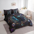 thumbnail image 2 of Manfei Boho Black Cat Twin Bedding, Mystic Cosmic Orbit Bedding Comforter Set, Black Teal, Black Reversible, 7pcs, 2 of 6