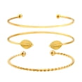thumbnail image 1 of MasteelfCA 3 Pcs Bracelets à Ouverture Feuille Multicouche Mode Femmes Déco Bracelet Ajustable Manchette Jonc (Or), 1 of 7