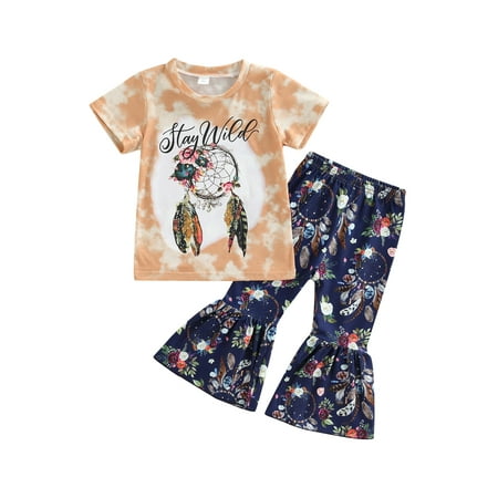 

Ma&Baby Newborn Baby Girls Sweet Short Sleeve T-shirt Tops Flared Pants 2Pcs Clothes Set 1-6 Years