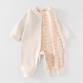thumbnail image 5 of YDFCWX Newborn Girl Outfits Basic Ruffled Plain Cotton Romper Comfy Long Sleeve Tops Fall Infant Clothing Beige,6-9 Months, 5 of 7