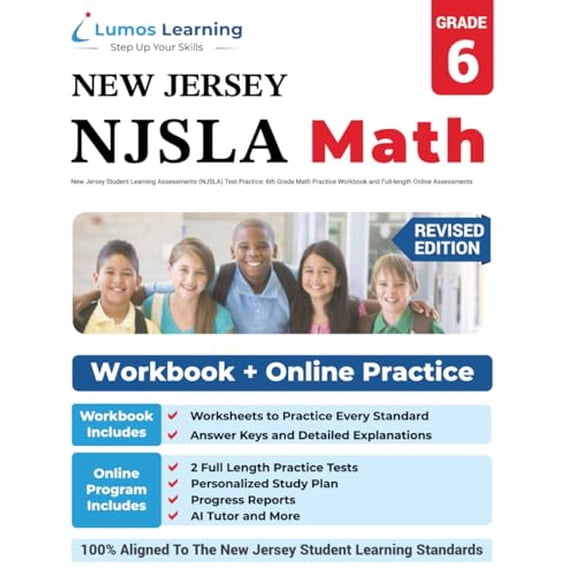 Pre-Owned New Jersey Student Learning Assessments (NJSLA) Test Practice: 6th Grade Math Practice Workbook and Full-length Online Assessments: New Jersey Test S... (Paperback) 1689665416 9781689665414