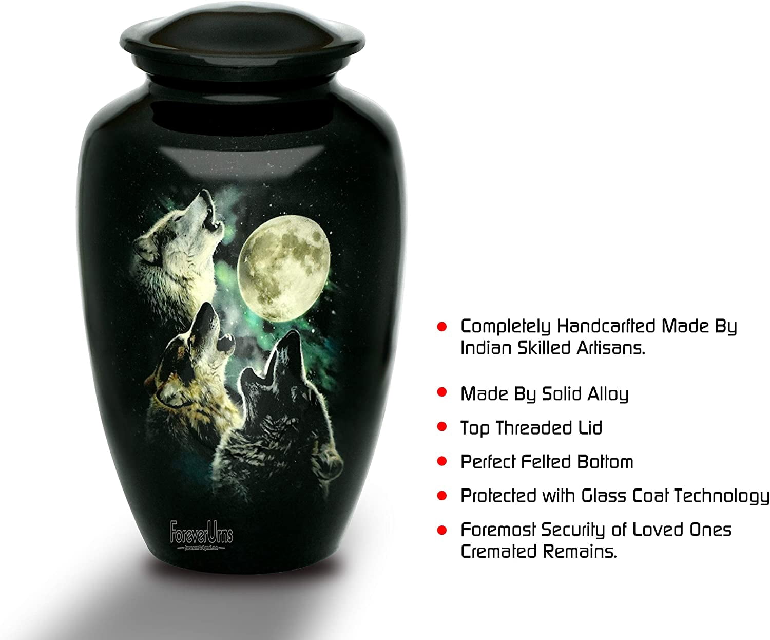 Extra Large Urns for Human Ashes, Customized 3 Wolves Adult Cremation Urn, 320 lbs with Velvet Bag.