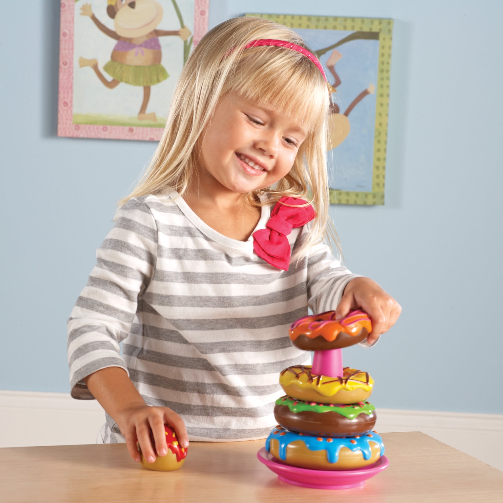 Learning Resources Smart Snacks Stack 'Em Up Doughnuts, Preschool Fine Motor Toys, 6 pieces, Ages 18mos+