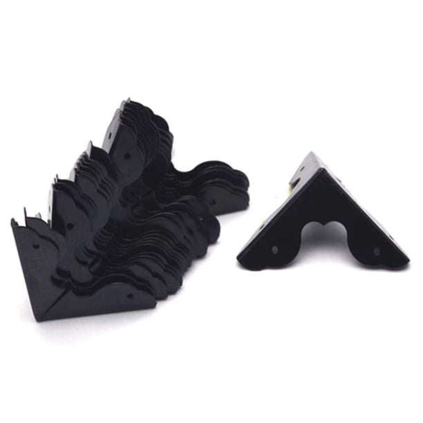 Xmhf Protector De Esquina De Caja Caja De Metal Triangular Protector De Seguridad De Borde De Caja De Madera para Decoración De Muebles 1-1/4"" X 1-1/4"" Negro Paquete De 8