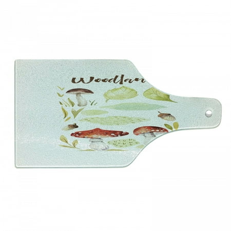 

Autumn Cutting Board Forest Elements Hand Drawn Aquarelle Style Fungus Nuts and Foliage Leaves Autumn Tempered Glass Cutting and Serving Board Wine Bottle Shape Multicolor by Ambesonne