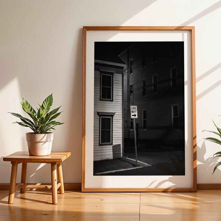 tobacco sydney frame with mat by aaron brothers One Way, Hudson - Hudson New York Photography Black and White Architecture  Street Photography Nightlife Cityscape Minimalist Vintage Unframed Wall Art  Print 24 x 32 inches