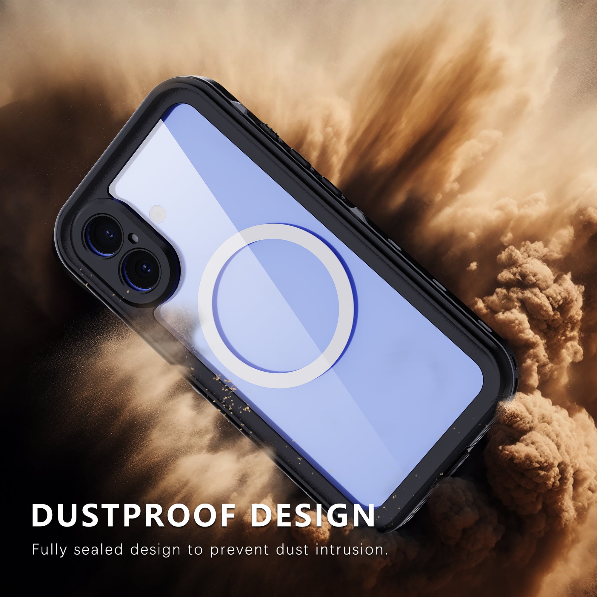 Dteck Compatible with MagSafe Accessory IP68 Waterproof Case for iPhone 16, Full Body Shockproof Rugged Case with Screen Protector for Apple iPhone 16 2024,Black
