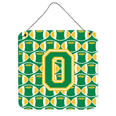 Letter O Football Green and Gold Wall or Door Hanging Prints