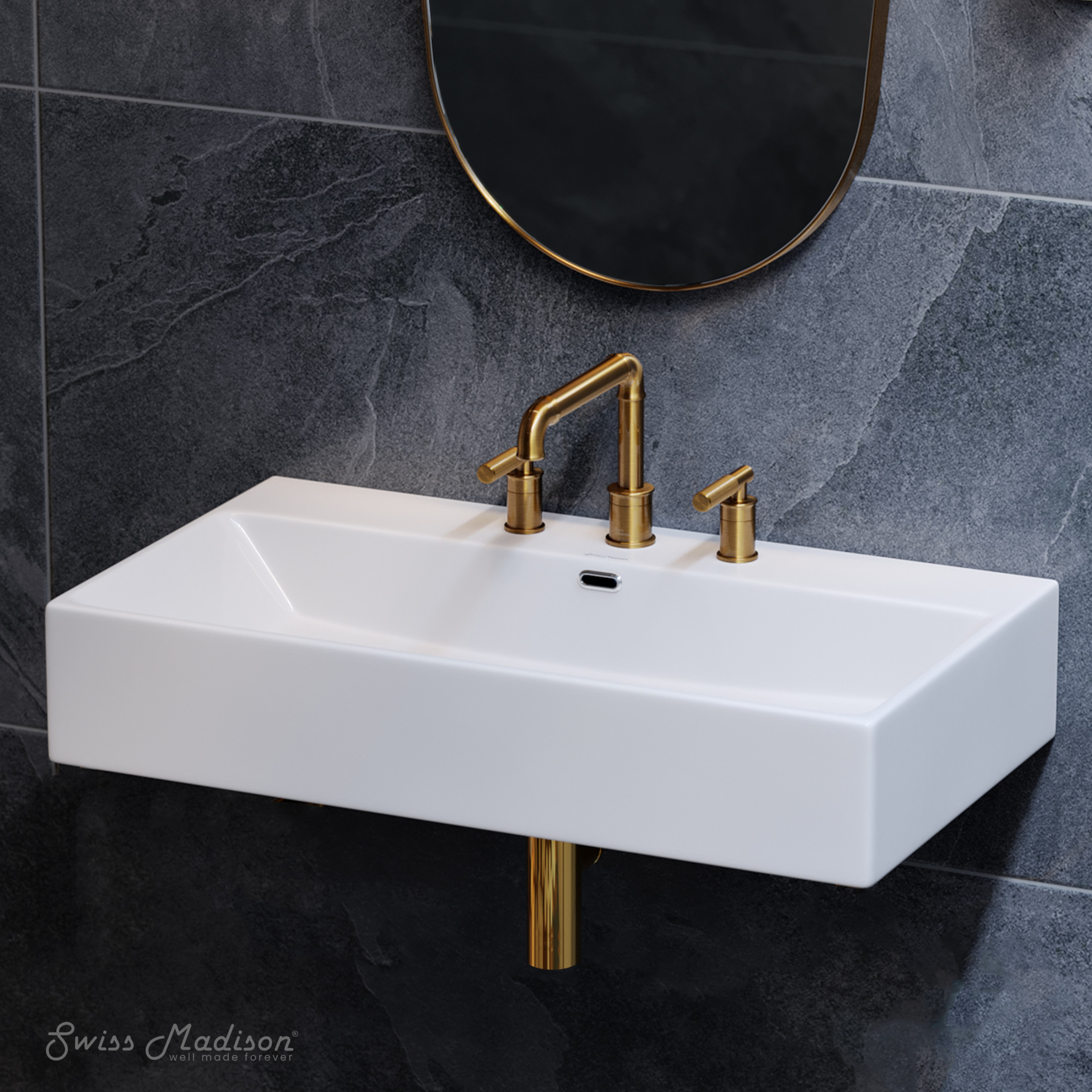 Claire 30" Rectangle Wall-Mount Bathroom Sink with 8" Widespread Holes
