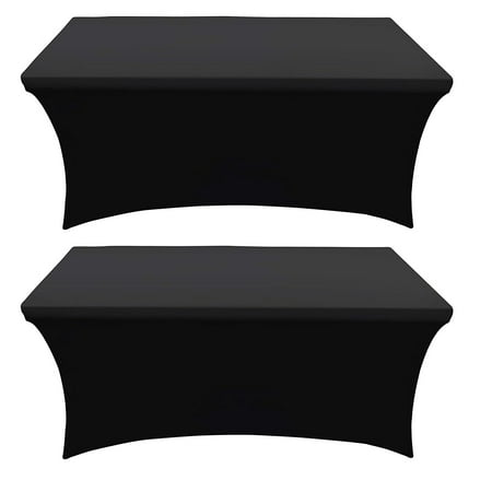 

Black 2 Pack 8 Foot Rectangular Stretch Spandex Table Cover by Banquet Tables Pro