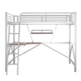 thumbnail image 6 of Euroco Metal Full Size Loft Bed with Desk, Solid Metal Bed with Shelf, Silver, 6 of 12