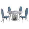 thumbnail image 1 of 6pc. White Marble Dining Set with Lazy Susan and Silver Stainless Steel, 1 of 4