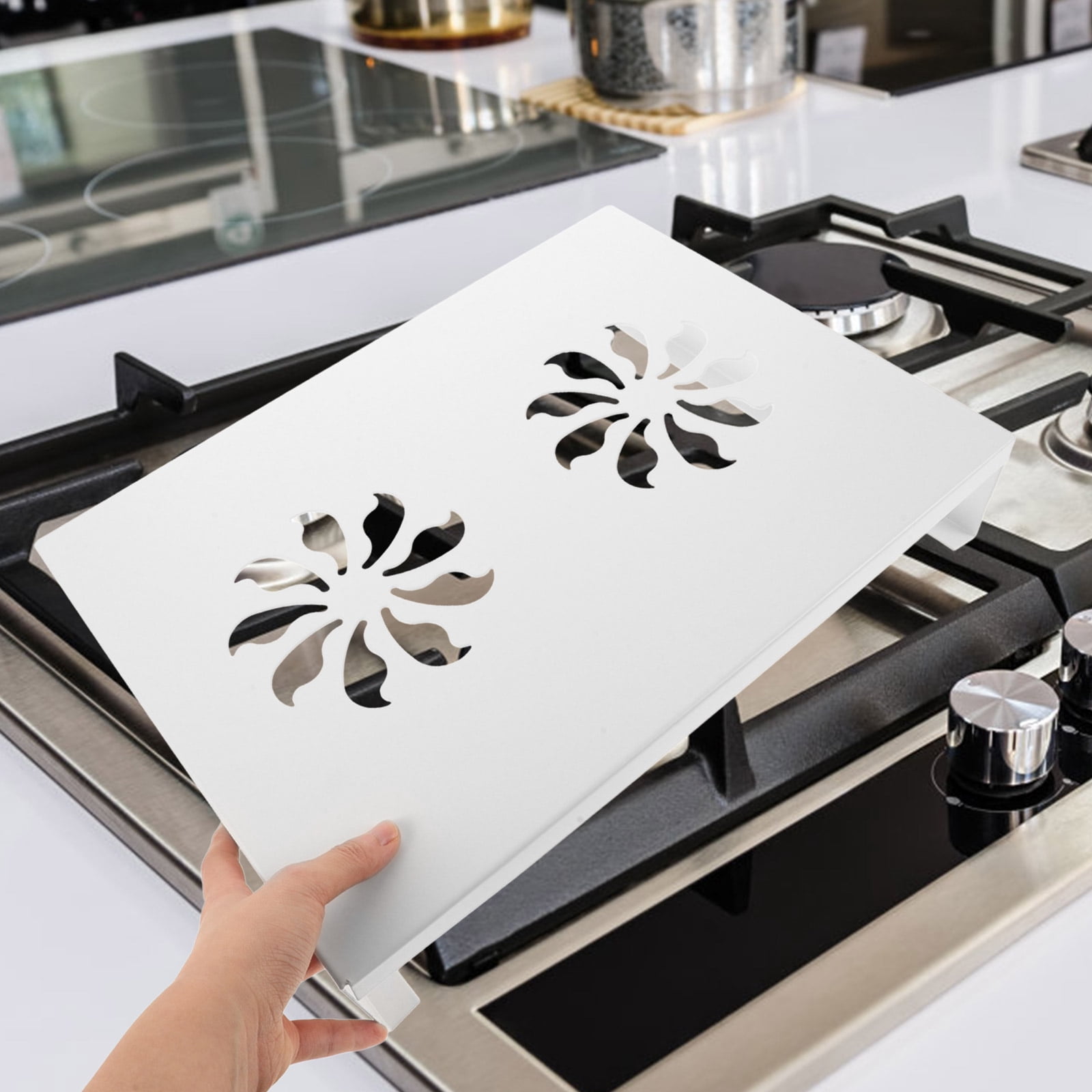 HOMEMAXS White Gas Stove Rack for Kitchen Cooker Cap Set with Wok Ring and Protective Cover 6.5 inches