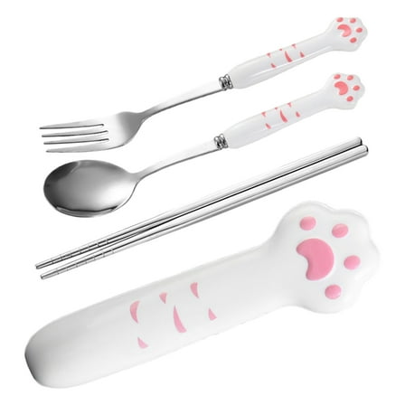 RENACLIPY Travel Chopsticks Stainless Steel Silverware Set Pink 1 Set
